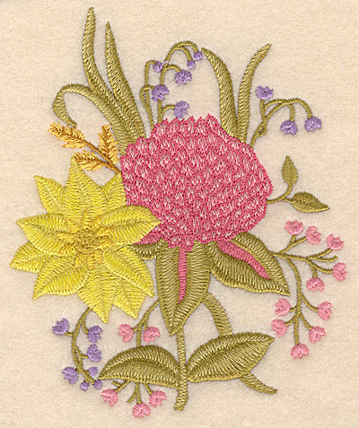 Embroidery Design: Floral arrangement 4.07"w X 5.00"h