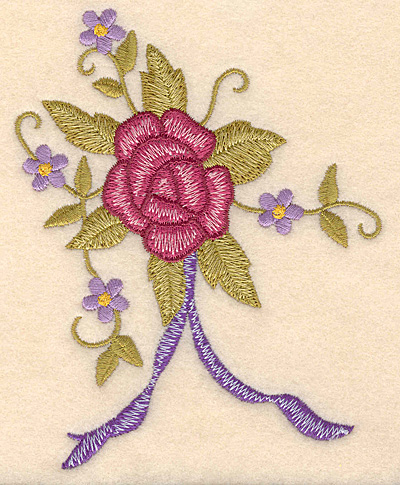 Embroidery Design: Rose bouquet with ribbon 3.96"w X 5.00"h