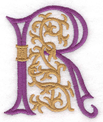 Embroidery Design: Festive Alphabet R large 2.97"w X 3.55"h
