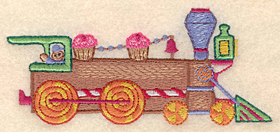 Embroidery Design: Gingerbread train locomotive large 5.00"w X 2.18"h