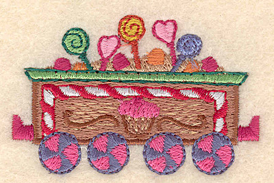 Embroidery Design: Gingerbread candy train large 2.71"w X 1.72"h