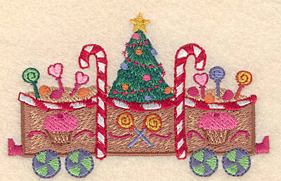 Embroidery Design: Gingerbread Christmas train large 4.23" X 2.64"h