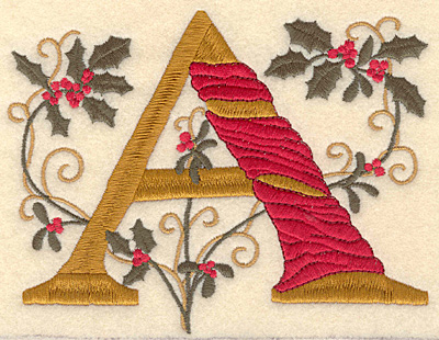 Embroidery Design: Holly Alphabet A 3 inch