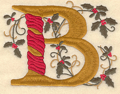 Embroidery Design: Holly Alphabet B 3 inch