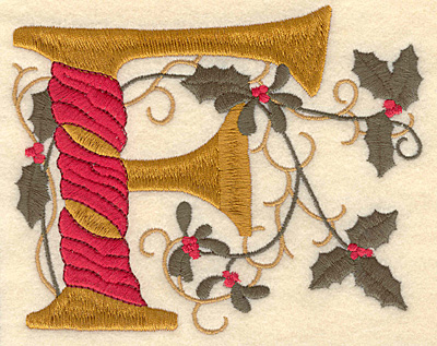 Embroidery Design: Holly Alphabet F 3 inch