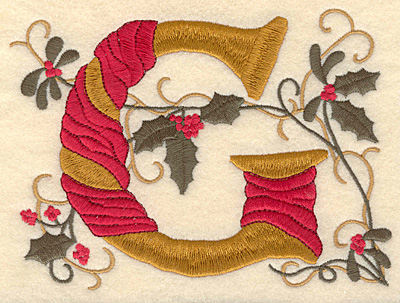 Embroidery Design: Holly Alphabet G 3 inch