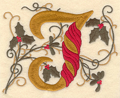 Embroidery Design: Holly Alphabet J 3 inch