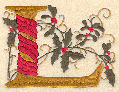 Embroidery Design: Holly Alphabet L 3 inch
