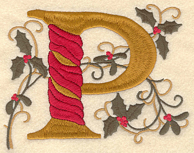 Embroidery Design: Holly Alphabet P 3 inch