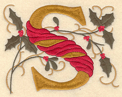 Embroidery Design: Holly Alphabet S 3 inch