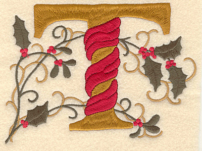 Embroidery Design: Holly Alphabet T 3 inch