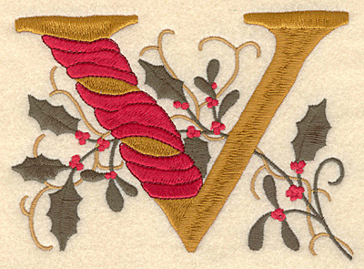 Embroidery Design: Holly Alphabet V 3 inch