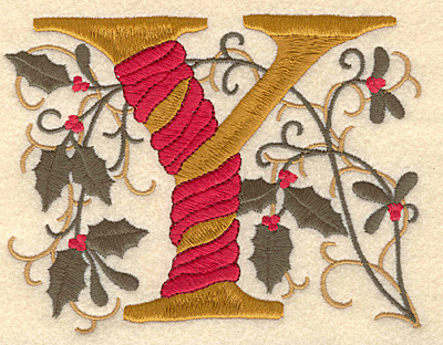 Embroidery Design: Holly Alphabet Y 3 inch