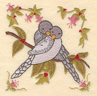 Embroidery Design: B Two turtle doves4.81w X 5.00h