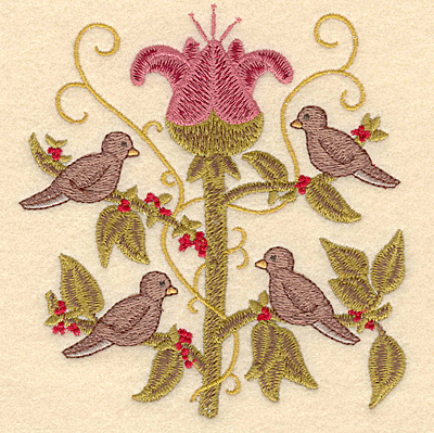 Embroidery Design: D Four calling birds4.68w X 5.00h