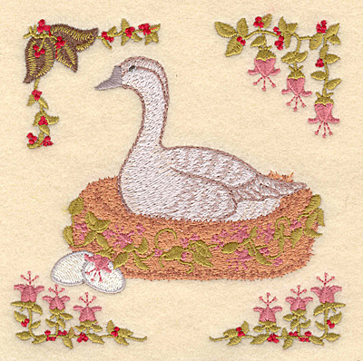 Embroidery Design: F Six geese a-laying4.98w X 5.00h