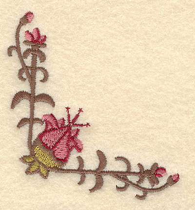 Embroidery Design: Floral corner3.02w X 3.06h