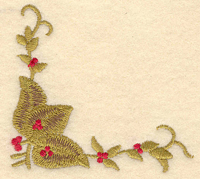 Embroidery Design: Corner holly with berries3.31w X 3.01h