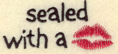 Embroidery Design: Sealed with a kiss3.67w X 1.72h