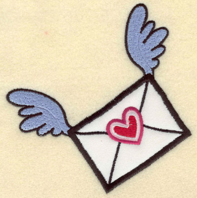 Embroidery Design: Applique envelope with wings and heart5.01w X 5.12h