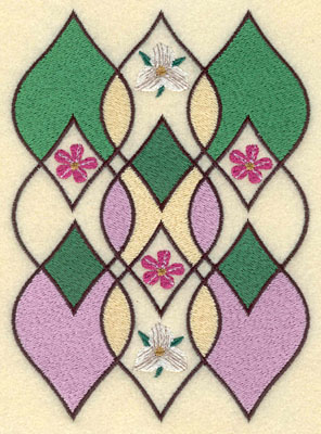 Embroidery Design: Leaf Motif with Flowers6.07h X 4.40w