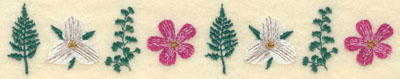 Embroidery Design: Fern and Floral Border7.72w X 1.44h