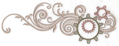 Embroidery Design: Cogs and swirl large 10.06w X 3.68h