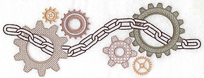 Embroidery Design: Chain and cogs large 10.07w X 3.69h