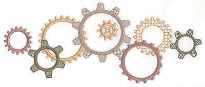 Embroidery Design: Gears large 10.03w X 4.18h
