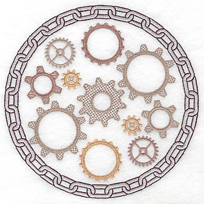 Embroidery Design: Cogs in chain 6.91w X 6.91h