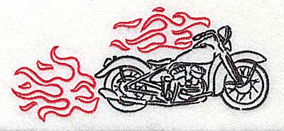 Embroidery Design: Motorcycle A with flames large 4.98w X 2.19h