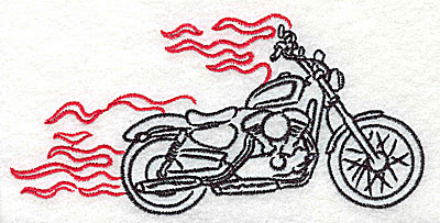 Embroidery Design: Motorcycle B with flames large 4.97w X 2.40h