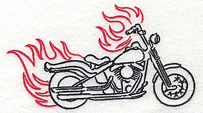 Embroidery Design: Motorcycle D with flames large 4.96w X 2.78h