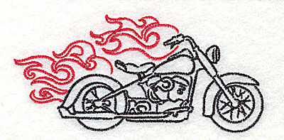 Embroidery Design: Motorcycle F with flames small 3.86w X 1.82h