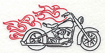 Embroidery Design: Motorcycle F with flames large 4.98w X 2.35h