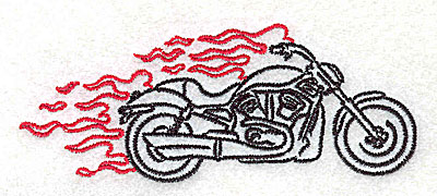 Embroidery Design: Motorcycle G with flames small 3.86w X 1.52h