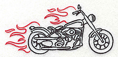 Embroidery Design: Motorcycle H with flames large 4.98w X 2.33h