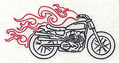 Embroidery Design: Motorcycle I with flames large 4.96w X 2.49h