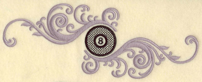 Embroidery Design: Eight ball with swirls horizontal large 9.99w X 3.78h