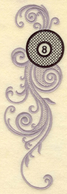 Embroidery Design: Swirls with eight ball large 3.14w X 10.12h