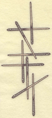 Embroidery Design: Cue sticks horizontal arrangement 4.14w X 9.57h