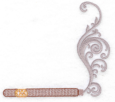 Embroidery Design: Cigar horizontal with smoke large 4.96w X 4.44h