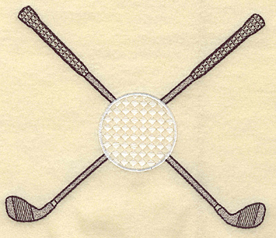 Embroidery Design: Crossed golf clubs and ball large 5.72w X 4.77h