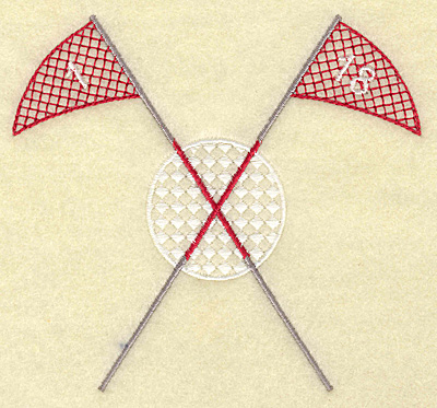 Embroidery Design: Golf ball with crossed flag poles large 4.99w X 4.58h