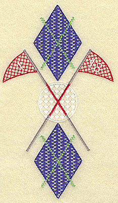 Embroidery Design: Golf ball plaid and flag poles large 4.00w X 6.98h