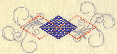Embroidery Design: Plaid diamond and swirls large 10.03w X 4.62h