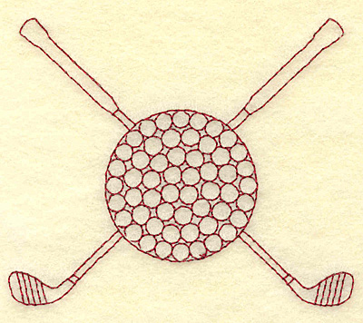Embroidery Design: Golf ball and clubs redwork 3.87w X 3.22h