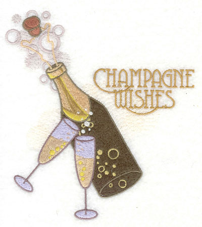 Embroidery Design: Champagne Bottle Warm Wishes6.03w X 6.68h