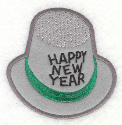 Embroidery Design: Happy New Year Hat Applique3.82w X 3.85h