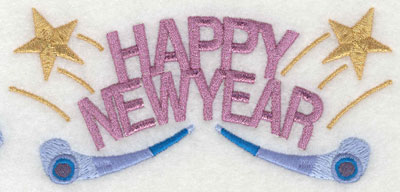 Embroidery Design: Happy New Year with Noisemakers6.10w X 2.82h